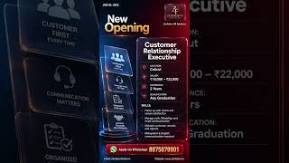 🔥 New Opening – Customer Relationship Executive| Jobs in Calicut 🔥#Calicut #Kozhikode #Shorts