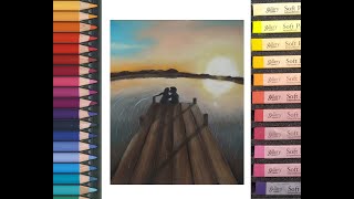 Закат на пристани. Пастель / Sunset at the pier. Pastel