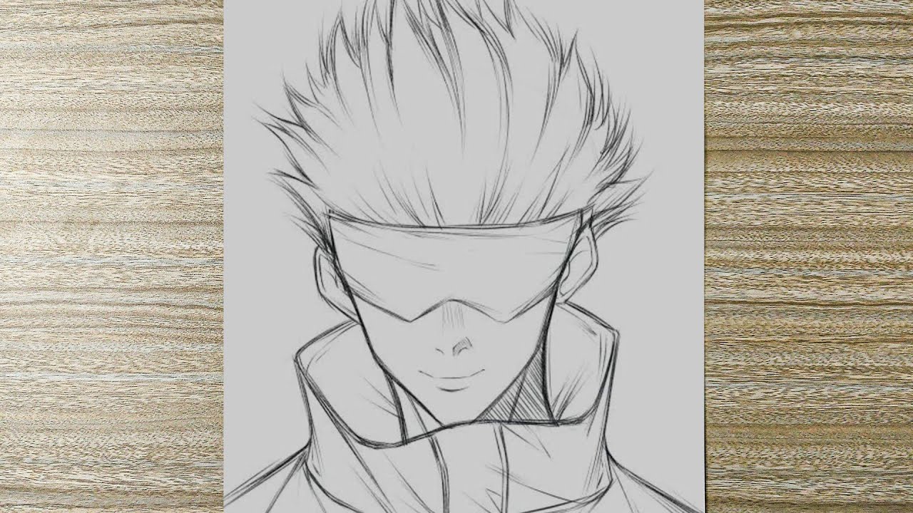How to draw Gojo Satoru step by step || How to draw anime step by step ||  Easy drawing for beginners, image size:1280x720