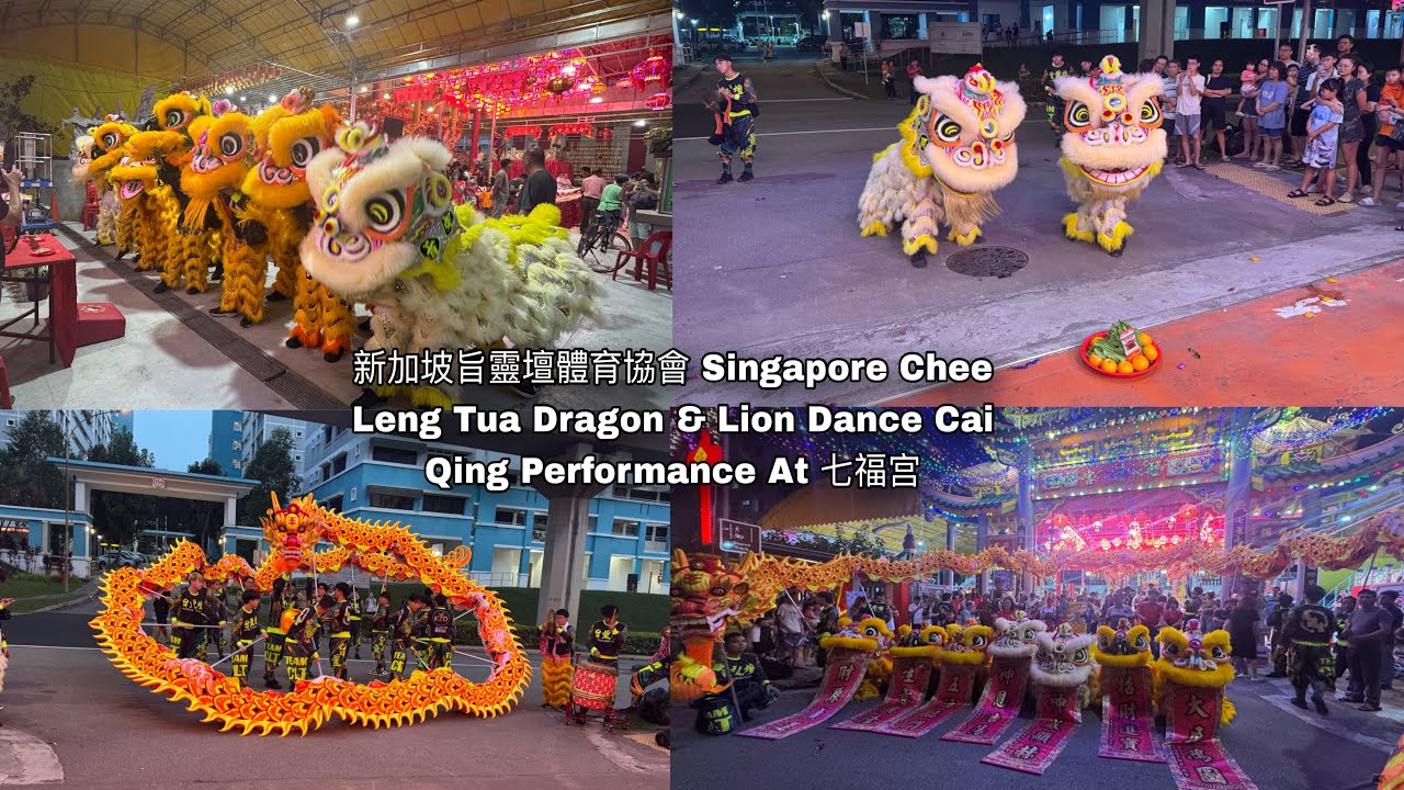 新加坡旨靈壇體育協會 Singapore Chee Leng Tua Dragon & Lion Dance Cai Qing performance at 七福宫   15 .01.26 