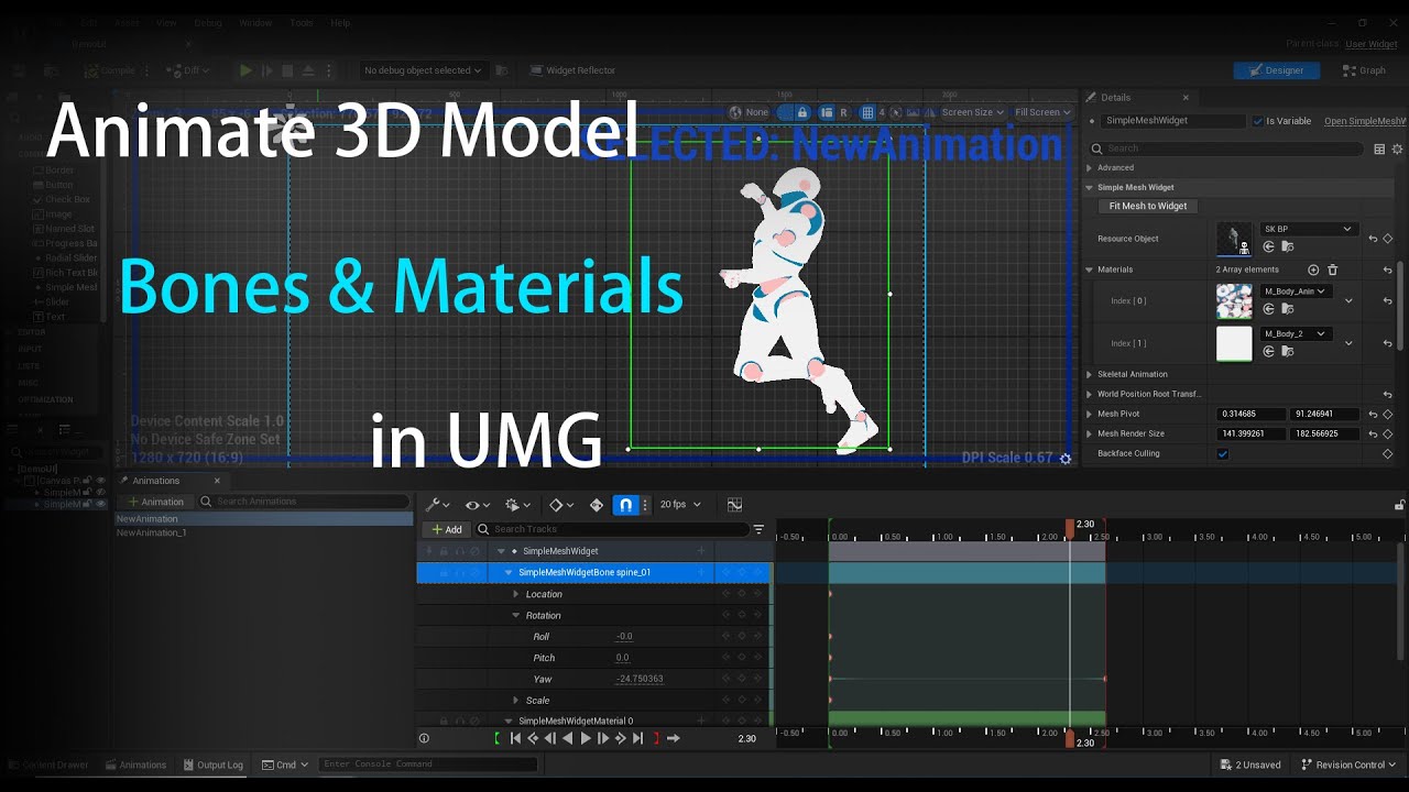 Animate 3D Model Bones & Materials in UMG | Simple Mesh Widget Plugin Update