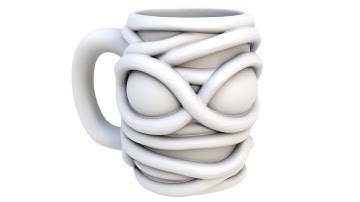 3D model of an abstract mug. A collectible, emotional mug. Superhive, CGtrader, Cults3d (no sound)