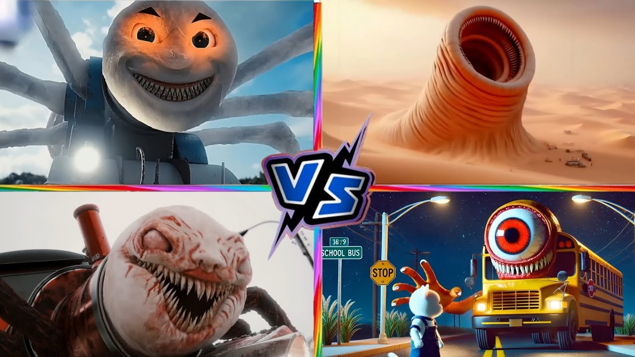 Cursed Thomas Vs Erosion Worm Vs Choo Choo Charles Vs School Bus | Tiles Hop 4K EXE | Tiles Hop!
