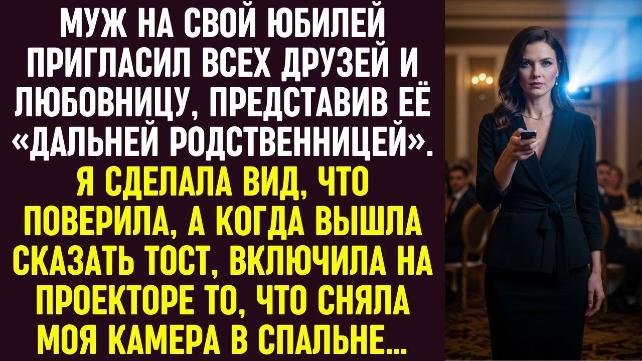 На юбилее муж представил любовницу как «родственницу», но мой тост с видео всё расставил по местам.