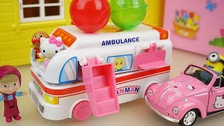 Ambulance car and Hello kitty baby doll camping car toys play screenshot 5