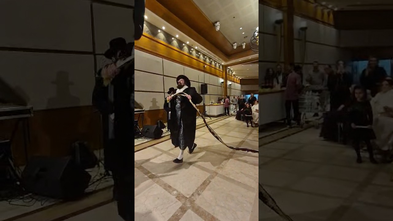 האדמו״ר ממעזבוז בריקוד המצוה טאנץ בחתונת בן הרב רפי מנת