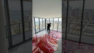 From Concrete To Luxury Redpinkwhite Pattern  Marble Epoxy Floor   Timelapse  epoxyfloor