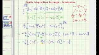 Evaluate a Double Integral Using Substitution Over a Rectangular Region - f(x,y)=xysin(x^2+y^2)