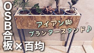 【鉢カバーDIY】OSB合板×百均　アイアン脚プランタースタンド♪