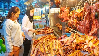 Most Popular Cambodia Roasted Duck, Chicken, Pork Ribs, Fried Chicken Wings - Best Street Food