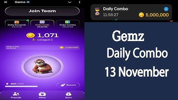 Gemz Daily Combo | 13 November gemz daily combo | gemz daily combo today.