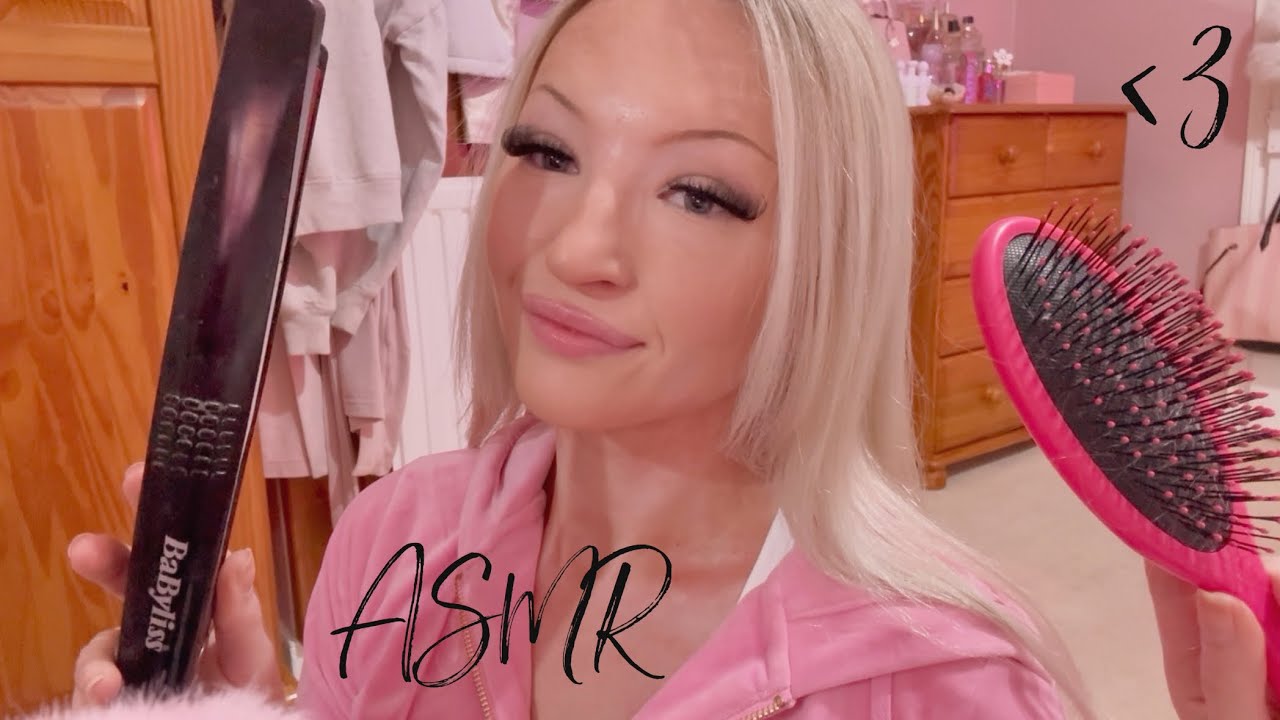 💞✨ ASMR ~ STRAIGHTENING MY HAIR || hair brushing, whispering ramble, lofi ✨💞