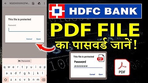 Hdfc Bank Statement Pdf Password | Hdfc Bank Credit Card Pdf Password | Bank Statement Pdf Password