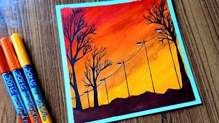 DOMS Brush Pen Review / Watercolor Drawing With DOMS Brush Pen / Scenery Drawing / Art and Travel
