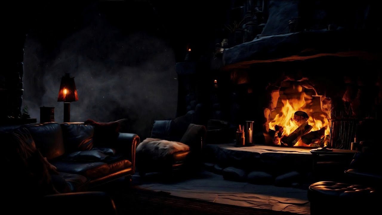 Cozy Fireplace in a Hidden Forest Cave 🔥 (No Ads) | 5H Deep Sleep & Relaxing Ambience