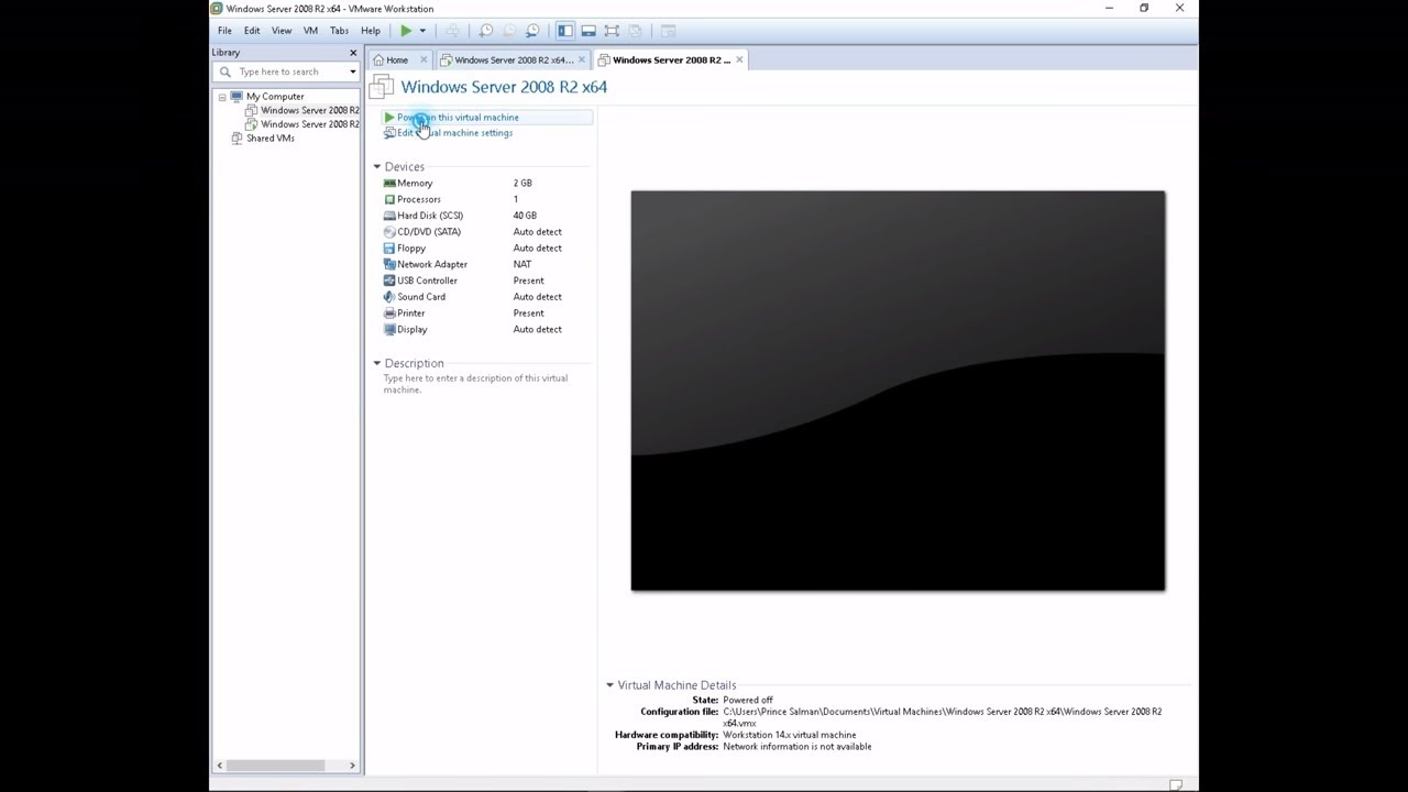 install windows server 2008 using vm ware workstation - YouTube