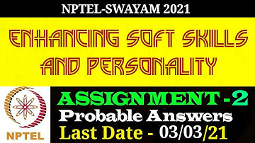 NPTEL | Enhancing Soft Skills & Personality | Assignment 2 Probable Answers