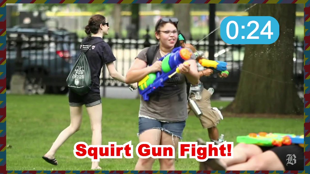 Squirt Gun Fight! YouTube