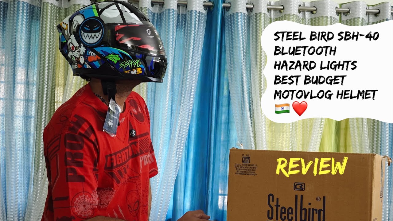 Steelbird SBH-40 detail Review | Bluetooth + Hazard Lights | Best Budget Motovlog Helmet 2025🇮🇳❤️