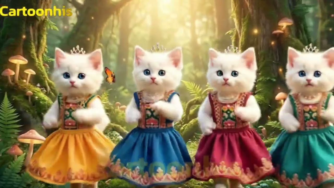Cute Dancing Kittens Cartoon 🐱💃 | Baby Cat Dance Song | Kids Animation Video 4K