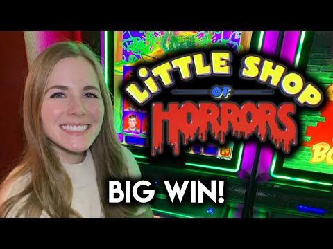 BIG WIN! First Time Trying NEW Little Shop of Horrors Slot Machine! Super Fun Game!