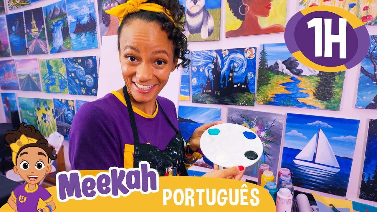 🎨 Meekah Faz uma Obra de Arte! 🎨 | 1 HORA DE MEEKAH | Moonbug Kids em Português | Videos Educativos