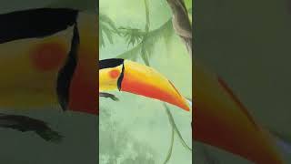 Easy Toucan Acrylic Painting/ Rainforest Mural/ #shorts