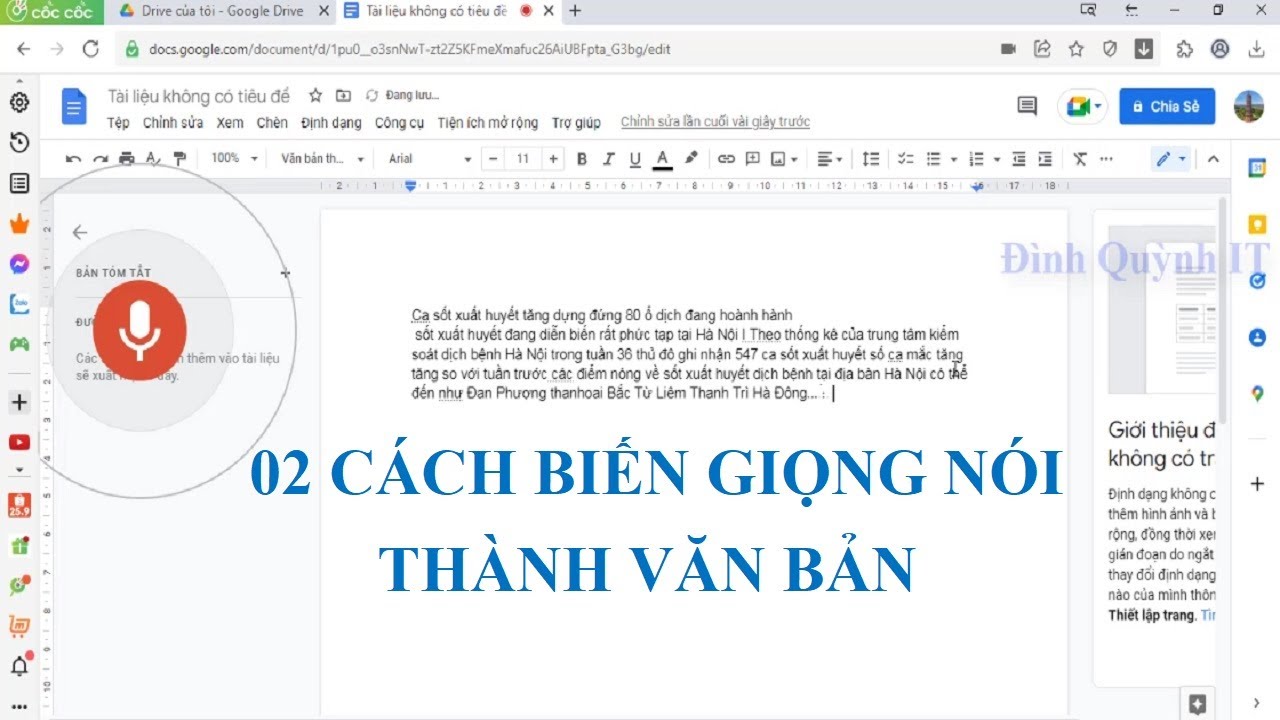 02 Cách biến giọng nói thành văn bản - Đình Quỳnh IT. - youtube