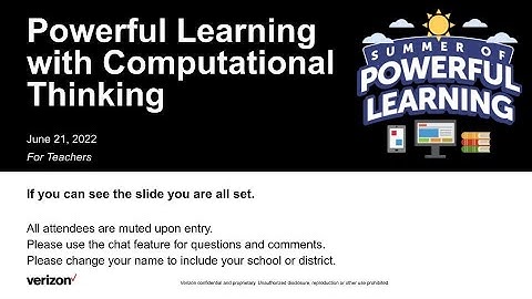 Summer of Powerful Learning: Powerful Learning with Computational Thinking