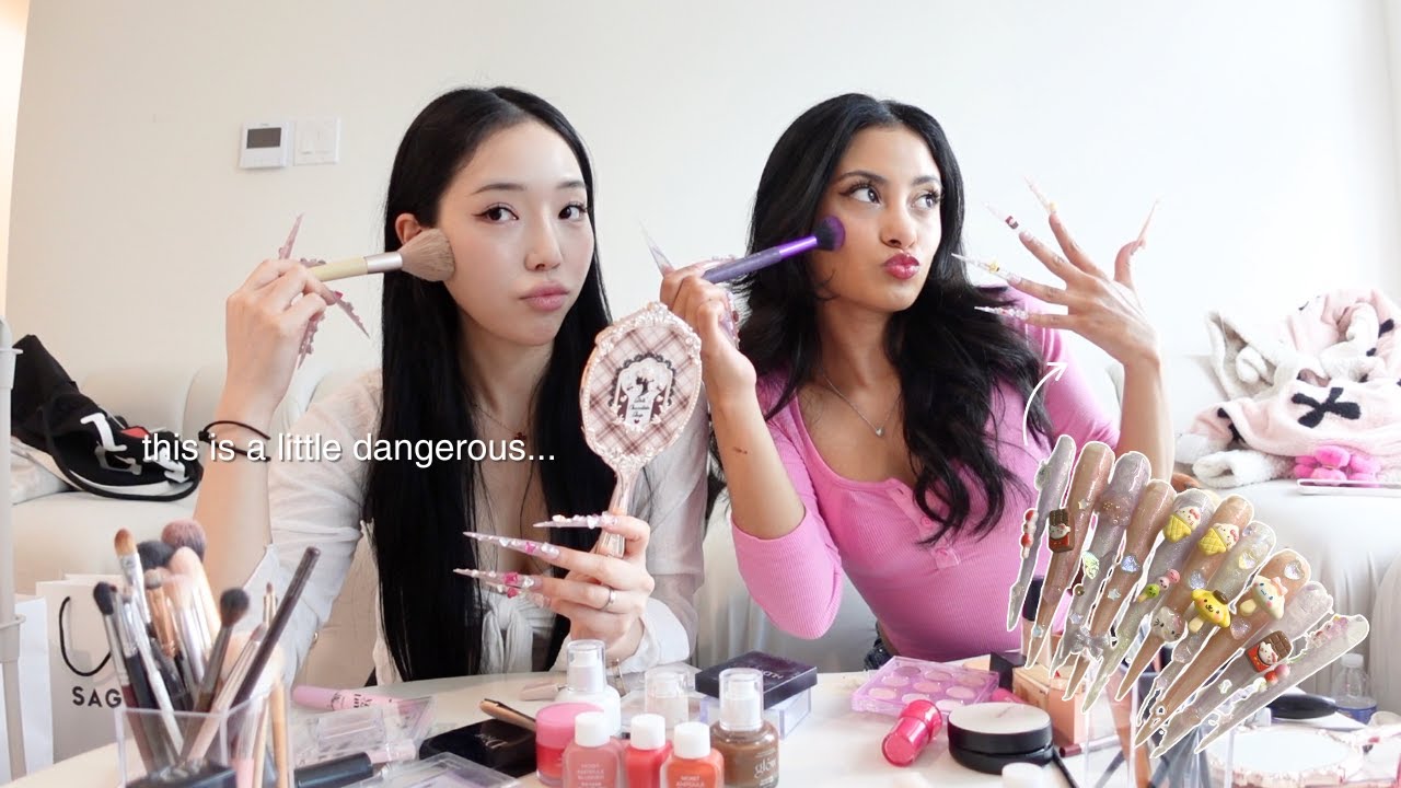 getting ready with THE LONGEST nails ever (XXXXXL tips)