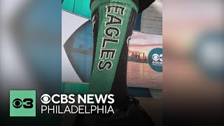Jim Donovan shows off his snazzy socks for National Sock Day