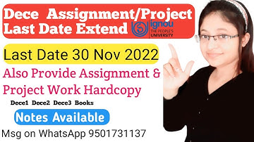 Dece Assignment/Project Work Last Date Extend|| 30 Nov 2022 ||Full Information Dece Assignments