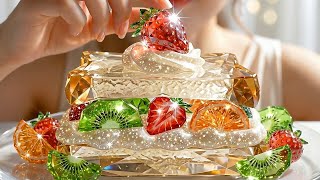 You can't resist yourself from looking at this Glass  Fruit Cream Sandwich twice #aiasmr #glassfood