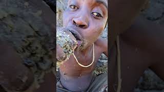 Genius And Brave Little Beautiful Hadzabe Girl Eating Monkey Intestine hadzabetribe africa  food