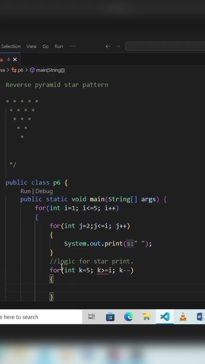 Print Reverse pyramid star pattern program in java l # ...