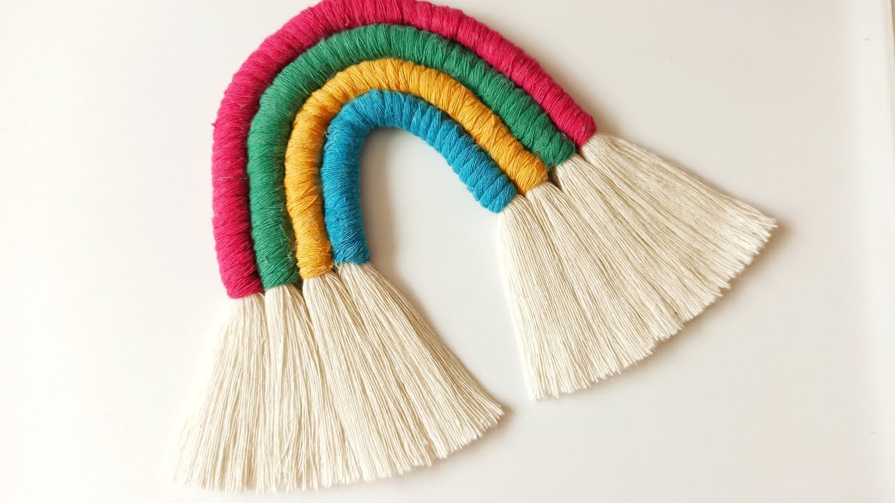 Makrome gökkuşağı yapımı /macrame rainbow diy/diy/kendinyap/makrame reegenbogen#makrome gökkuşağı