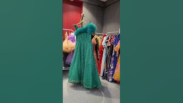 Green Embroidered Gown|One shoulder gown|Designer Gowns #youtubeshorts #rajkumari #gown #ruffles