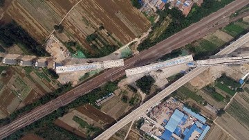 Bridges for major high speed railway project swivel into position in China
