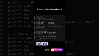 30 Days of Python — Day 1: Student Profile card #programming #coding #python #codeadventure