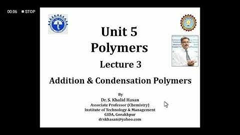 Polymers, Lecture-3 by Dr. Syed Khalid Hasan