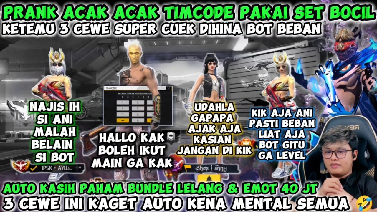 ACAKACAK TEAMCODE PAKAI SET BOCIL DIHINA 3 CEWE SONGONG😱KELUARIN BUNDEL LELANG EMOT 40JT AUTO KAGET😂