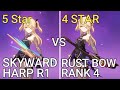 Fischl dps SKYWARD HARP RANK 1 vs RUST BOW RANK 4! Which is better?