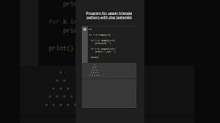 Easy way to make UPPER TRIANGLE with stars in Python 😎😎🆒👍