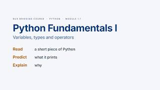 Python Fundamentals I: Python Variables, Data Types and Operators