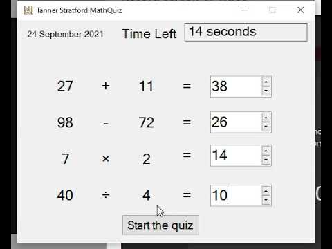 Math quiz windows forms app recording