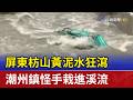 屏東枋山黃泥水狂瀉 潮州鎮怪手栽進溪流