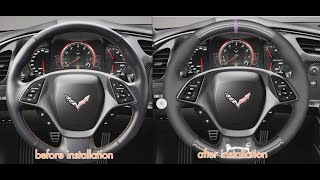 MEWANT--- for Chevrolet Corvette (C7) 2014-2015 Car Steering Wheel Cover Installing