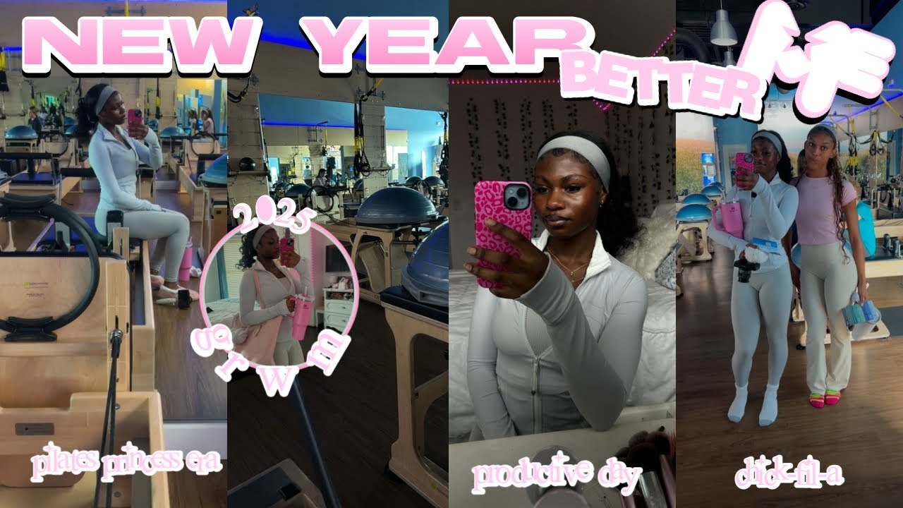 New year BETTER meꨄ grwm, pilates princess era, productive morning