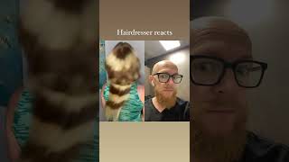Hairdresser reacts to a raccoon style  hair