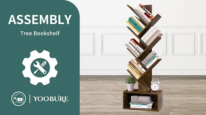 🛠️YoobureTree Bookshelf 6 Shelf Retro Floor Standing Bookcase for CDs/Movies/Books Assembly Video